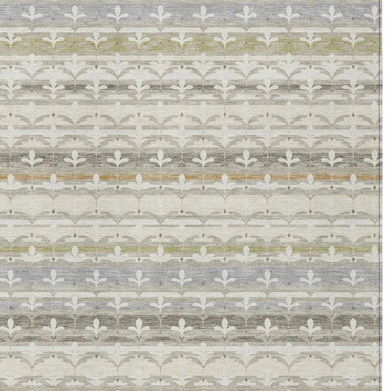 5' X 8' Ivory And Beige Damask Washable Indoor Outdoor Area Rug Homeroots Outdoor