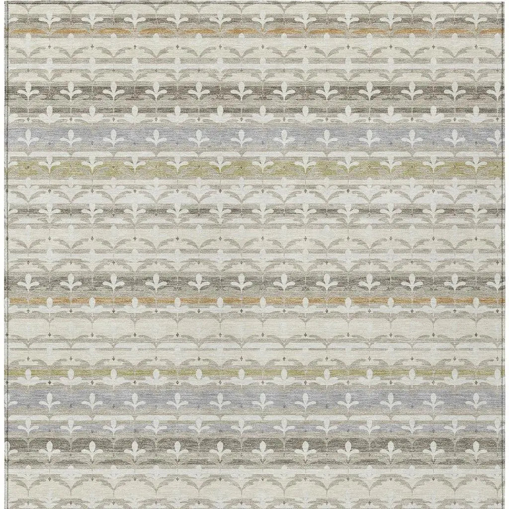 5' X 8' Ivory And Beige Damask Washable Indoor Outdoor Area Rug Homeroots Outdoor