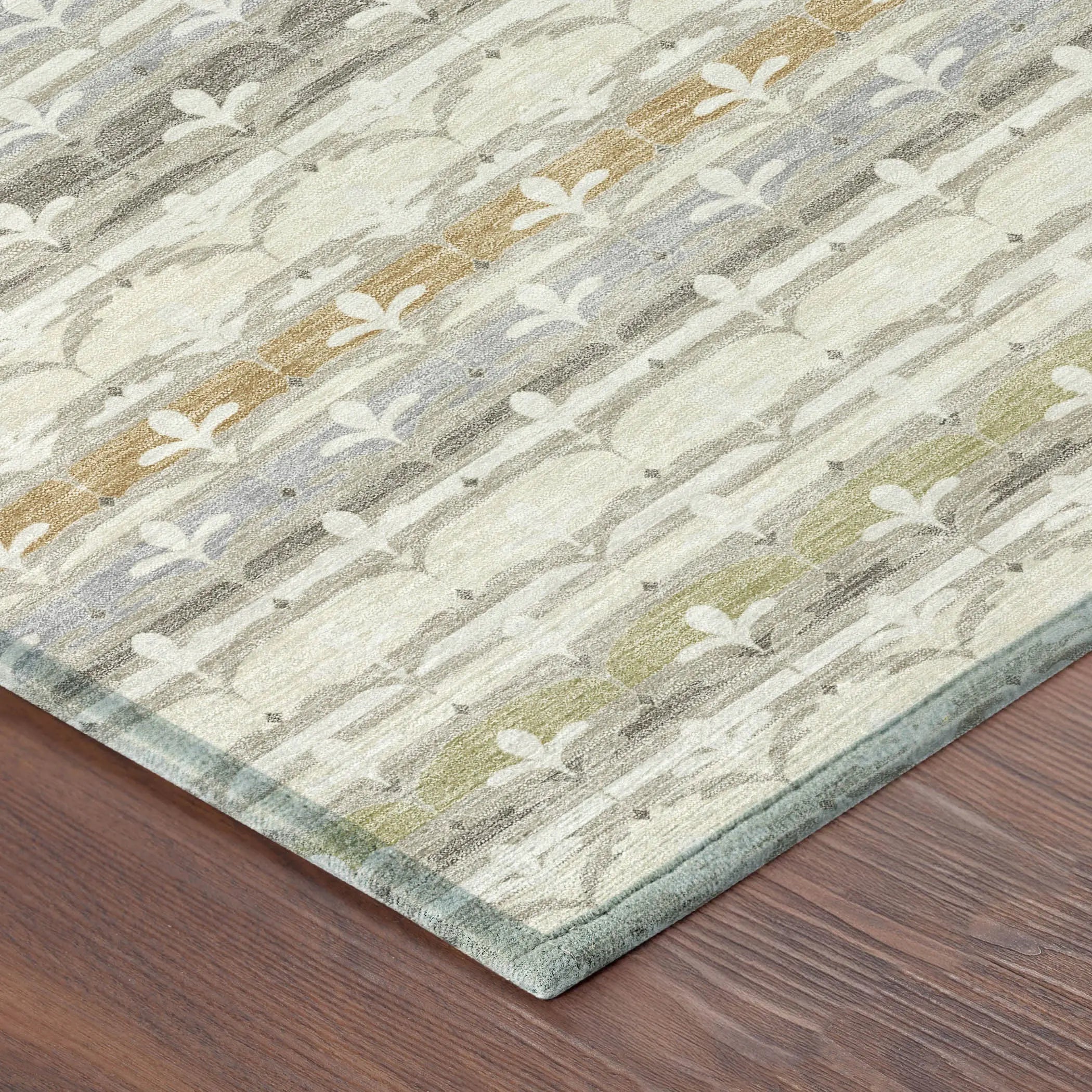 5' X 8' Ivory And Beige Damask Washable Indoor Outdoor Area Rug Homeroots Outdoor