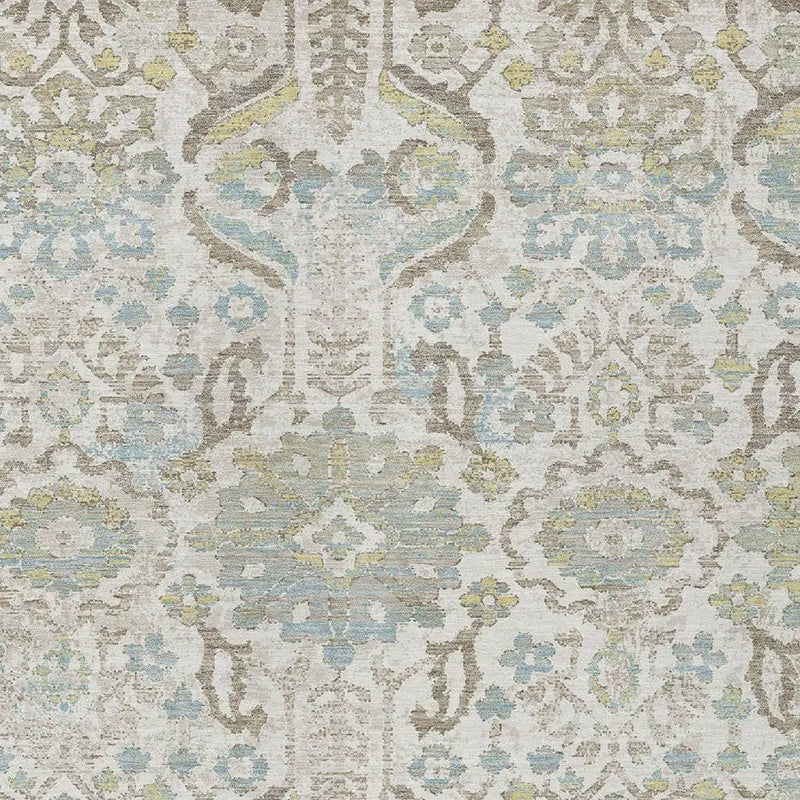 5' X 8' Ivory And Beige Damask Washable Indoor Outdoor Area Rug Homeroots Outdoor