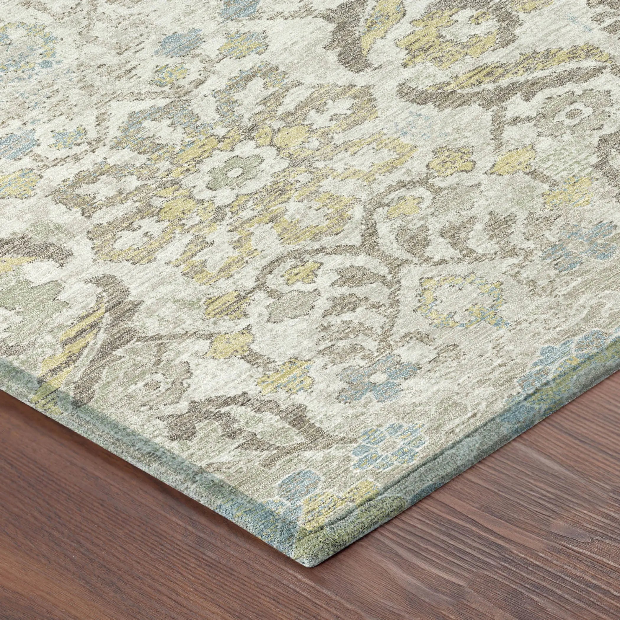 5' X 8' Ivory And Beige Damask Washable Indoor Outdoor Area Rug Homeroots Outdoor