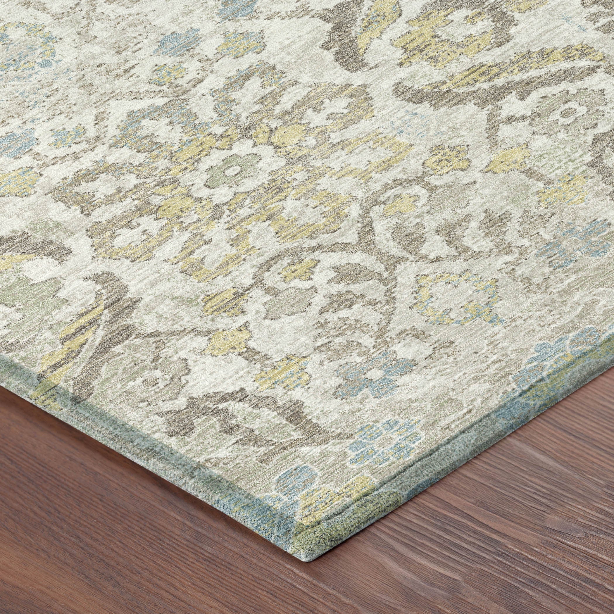 5' X 8' Ivory And Beige Damask Washable Indoor Outdoor Area Rug Homeroots Outdoor