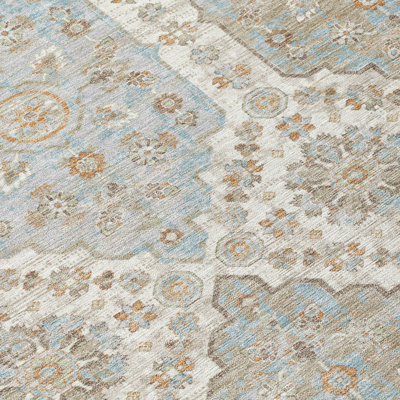 5' X 8' Ivory And Beige Damask Washable Indoor Outdoor Area Rug Homeroots Outdoor