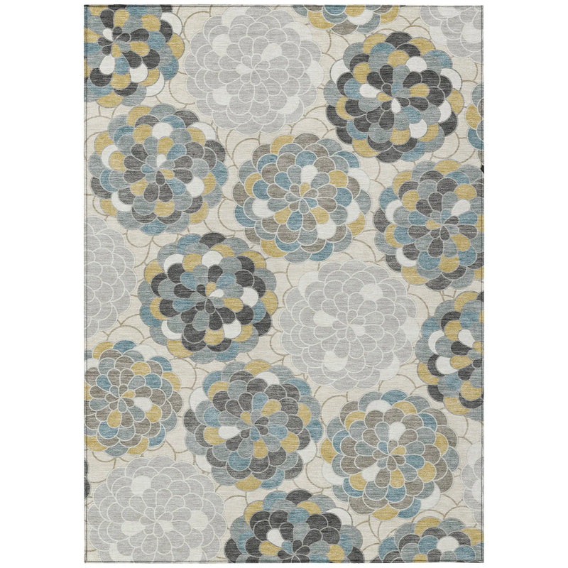 5' X 8' Ivory And Beige Floral Washable Indoor Outdoor Area Rug Homeroots Outdoor
