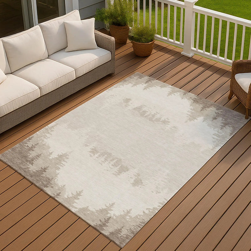5' X 8' Ivory And Beige Floral Washable Indoor Outdoor Area Rug Homeroots Outdoor