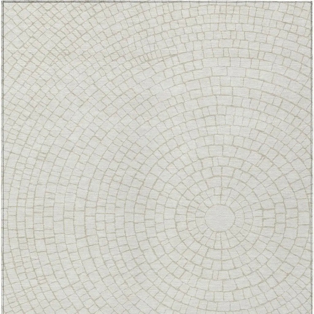 5' X 8' Ivory And Beige Geometric Washable Indoor Outdoor Area Rug Homeroots Outdoor