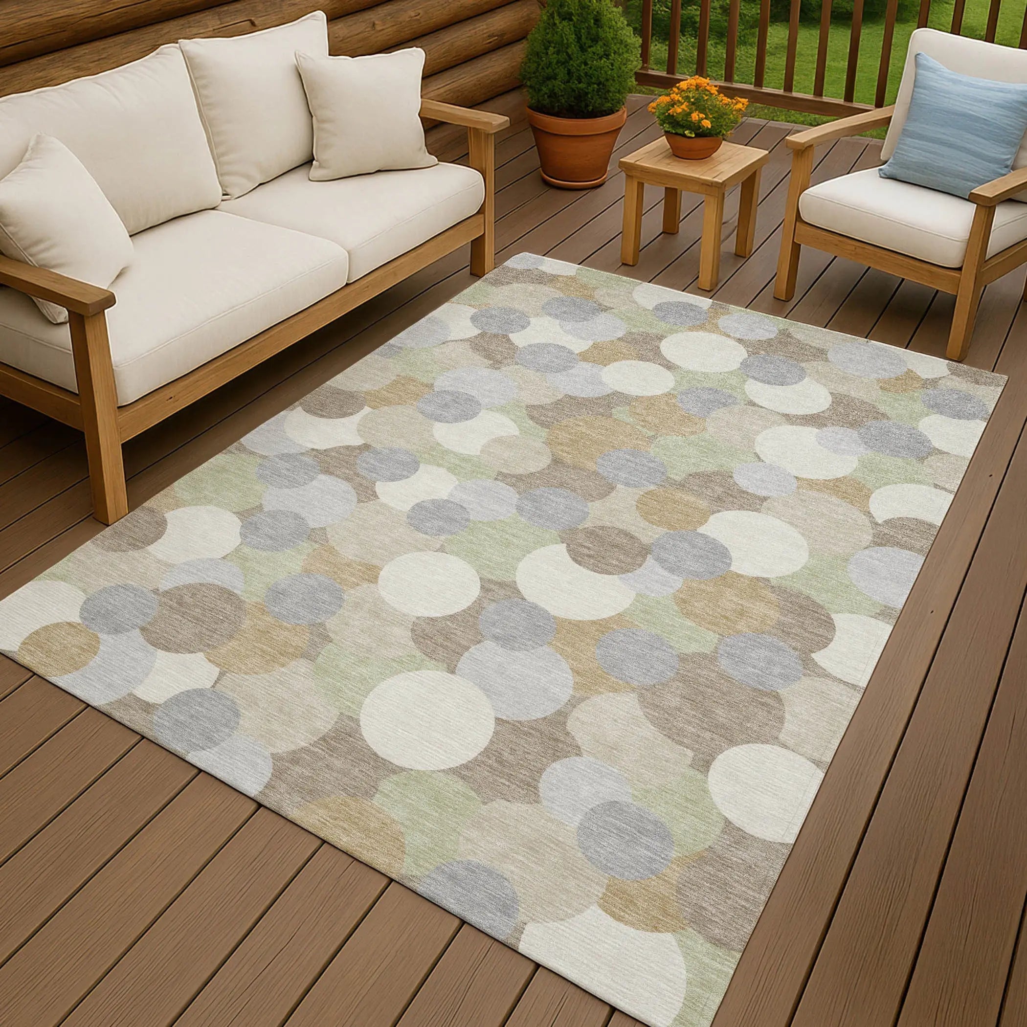5' X 8' Ivory And Beige Geometric Washable Indoor Outdoor Area Rug Homeroots Outdoor