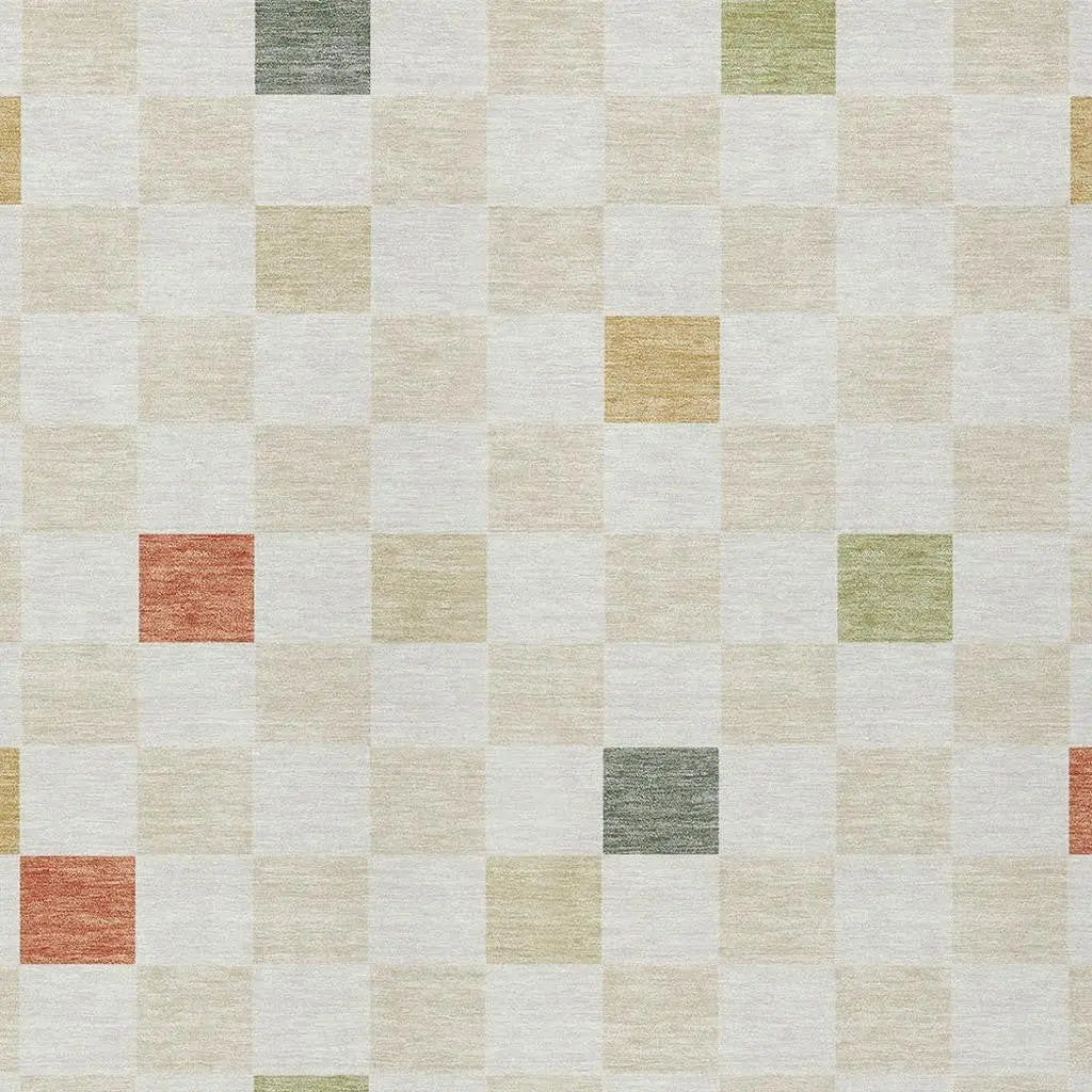 5' X 8' Ivory And Beige Geometric Washable Indoor Outdoor Area Rug Homeroots Outdoor