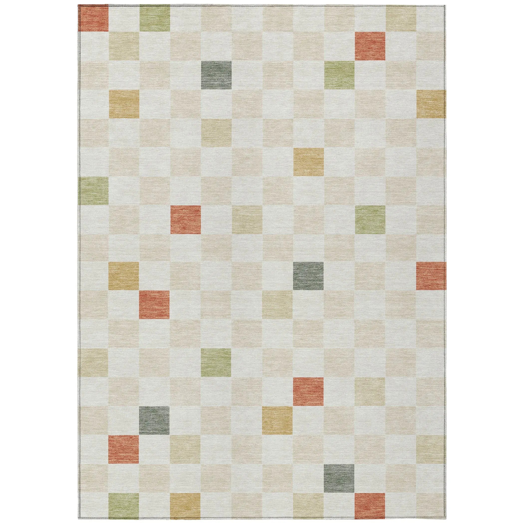 5' X 8' Ivory And Beige Geometric Washable Indoor Outdoor Area Rug Homeroots Outdoor