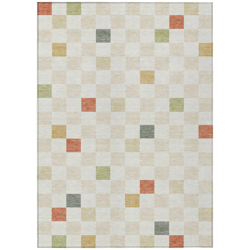 5' X 8' Ivory And Beige Geometric Washable Indoor Outdoor Area Rug Homeroots Outdoor