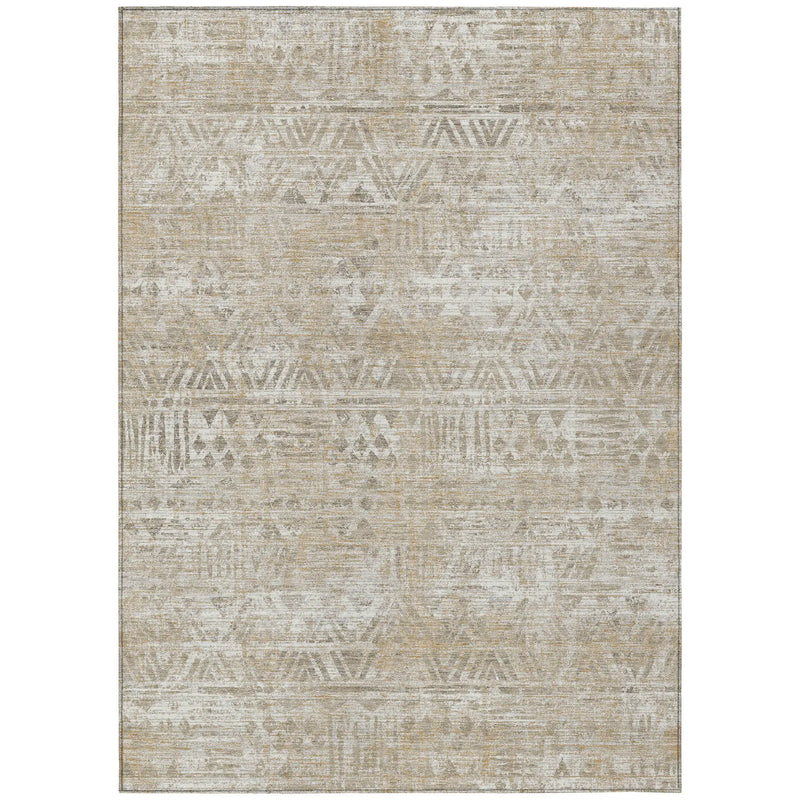 5' X 8' Ivory And Beige Geometric Washable Indoor Outdoor Area Rug Homeroots Outdoor