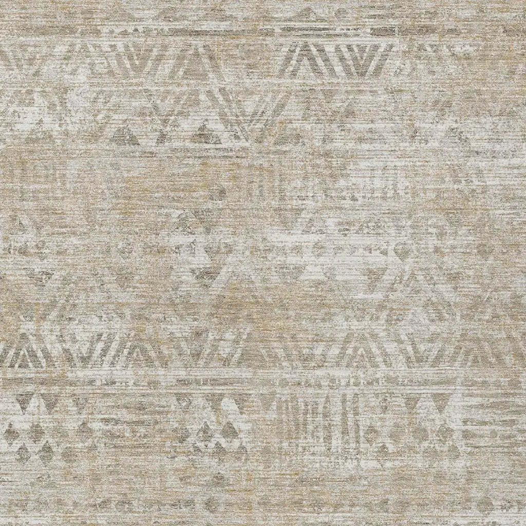 5' X 8' Ivory And Beige Geometric Washable Indoor Outdoor Area Rug Homeroots Outdoor