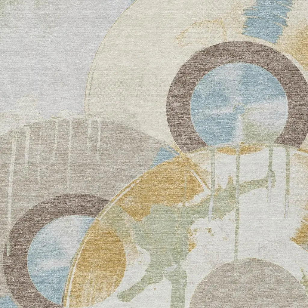 5' X 8' Ivory And Beige Geometric Washable Indoor Outdoor Area Rug Homeroots Outdoor