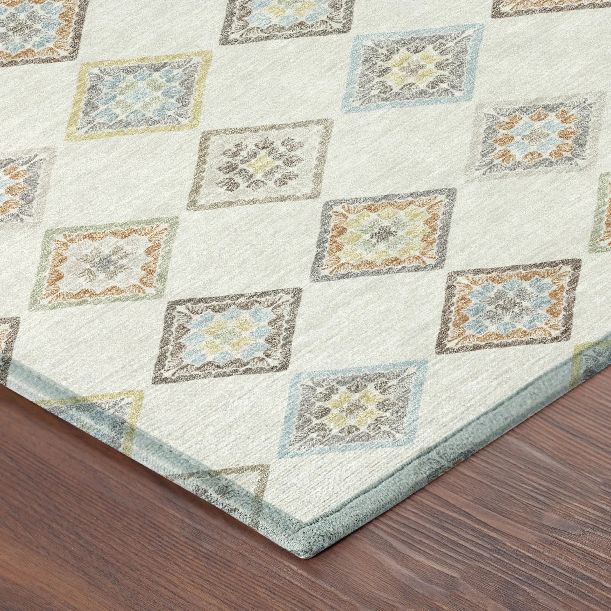 5' X 8' Ivory And Beige Geometric Washable Indoor Outdoor Area Rug Homeroots Outdoor