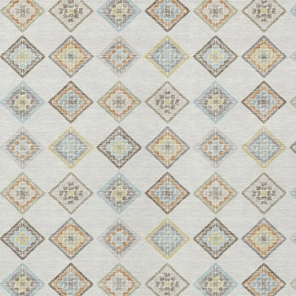5' X 8' Ivory And Beige Geometric Washable Indoor Outdoor Area Rug Homeroots Outdoor