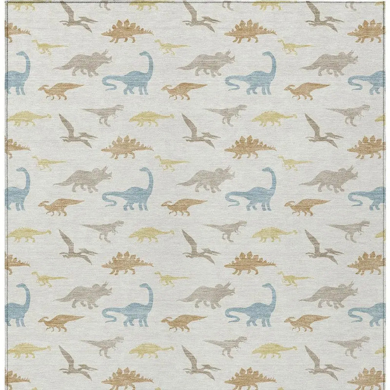 5' X 8' Ivory And Beige Geometric Washable Indoor Outdoor Area Rug Homeroots Outdoor