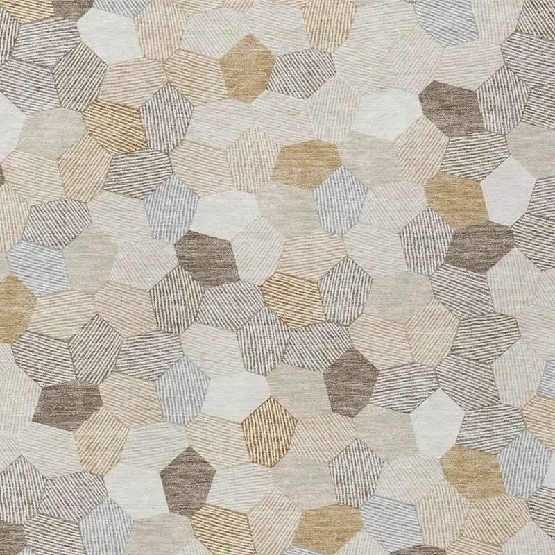 5' X 8' Ivory And Beige Geometric Washable Indoor Outdoor Area Rug Homeroots Outdoor
