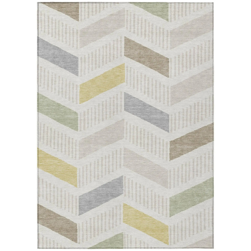 5' X 8' Ivory And Beige Geometric Washable Indoor Outdoor Area Rug Homeroots Outdoor