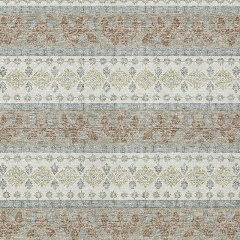 5' X 8' Ivory And Beige Striped Washable Indoor Outdoor Area Rug Homeroots Outdoor