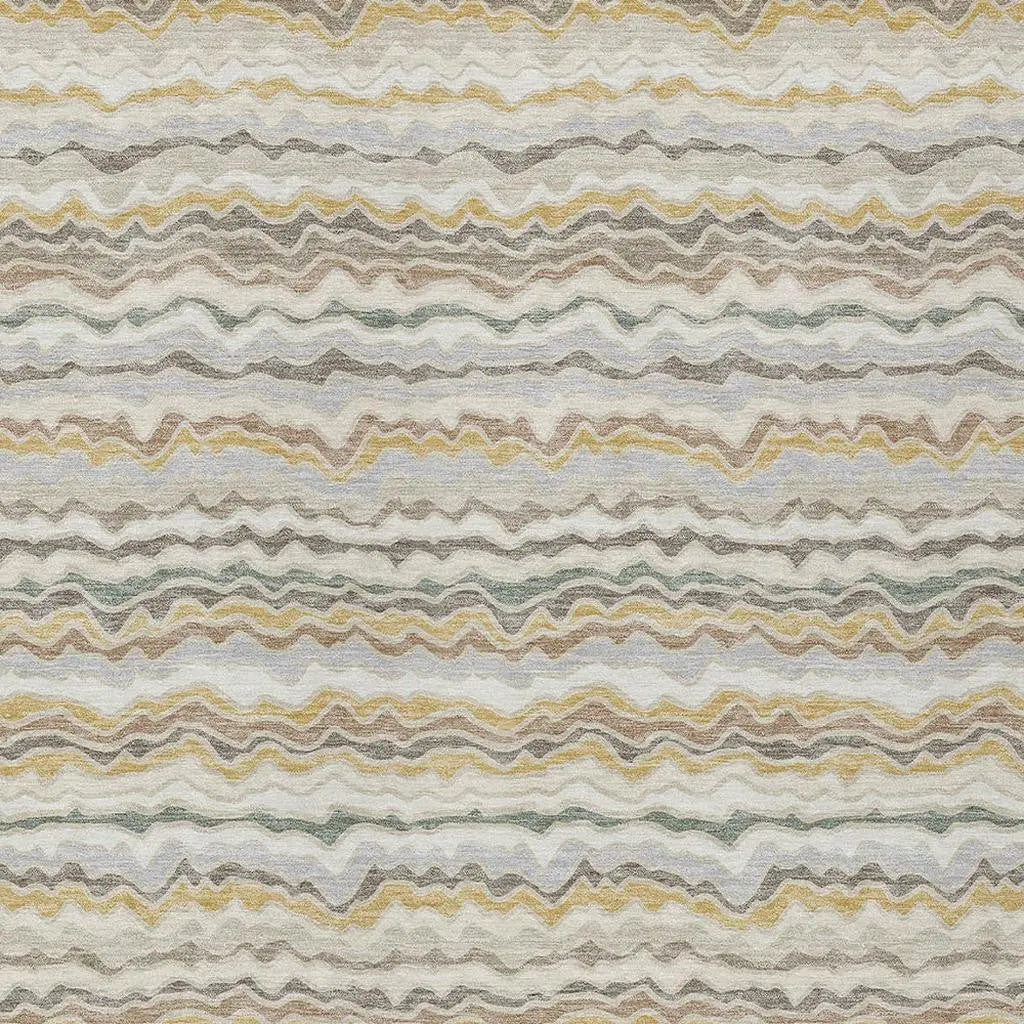 5' X 8' Ivory And Beige Striped Washable Indoor Outdoor Area Rug Homeroots Outdoor