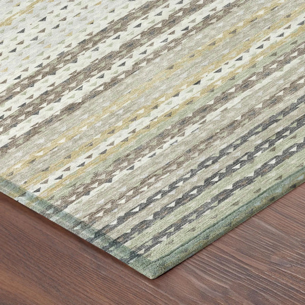 5' X 8' Ivory And Beige Striped Washable Indoor Outdoor Area Rug Homeroots Outdoor