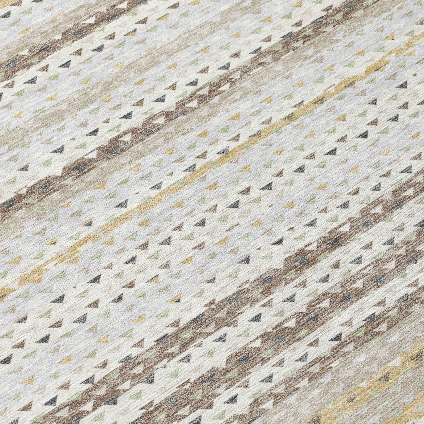 5' X 8' Ivory And Beige Striped Washable Indoor Outdoor Area Rug Homeroots Outdoor
