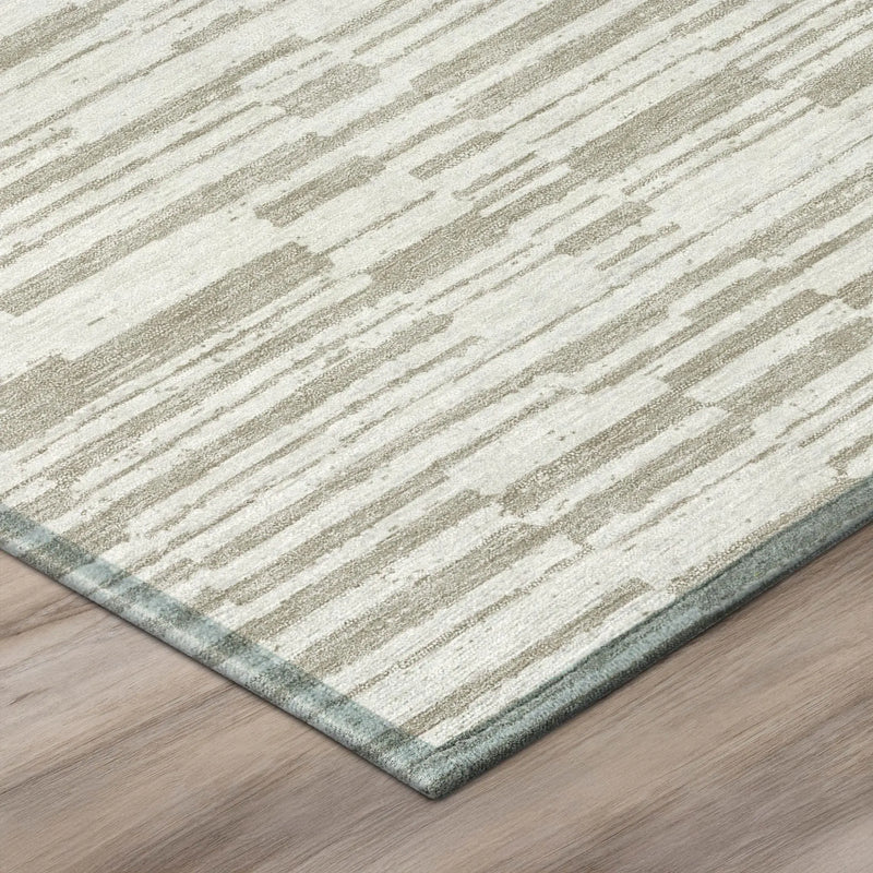 5' X 8' Ivory And Beige Striped Washable Indoor Outdoor Area Rug Homeroots Outdoor