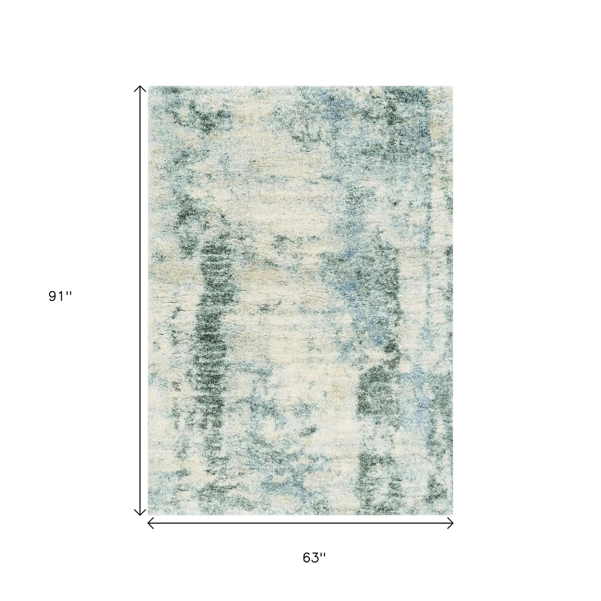 5' X 8' Ivory And Blue Abstract Area Rug Homeroots Home Decor