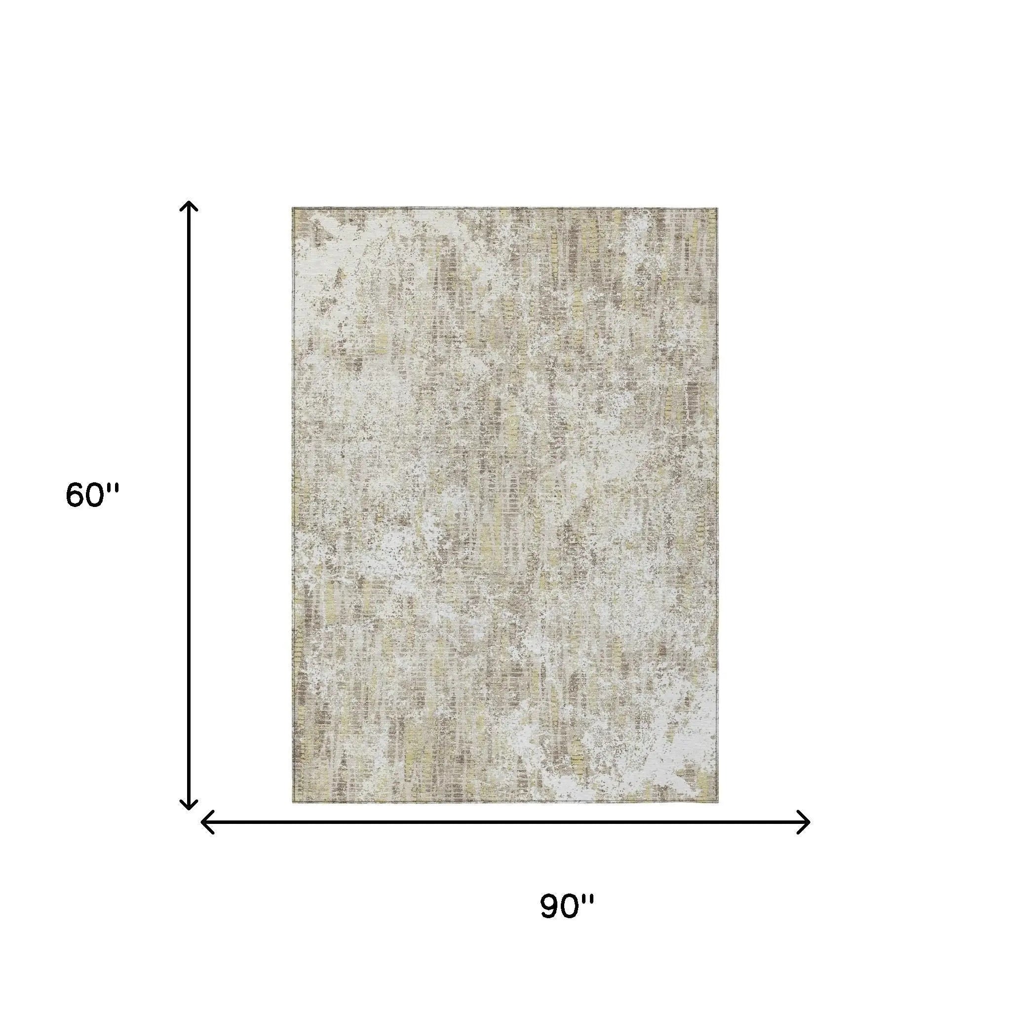 5' X 8' Ivory And Blue Abstract Washable Indoor Outdoor Area Rug Homeroots Outdoor