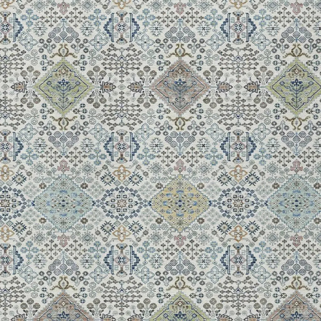 5' X 8' Ivory And Blue Oriental Washable Indoor Outdoor Area Rug Homeroots Outdoor