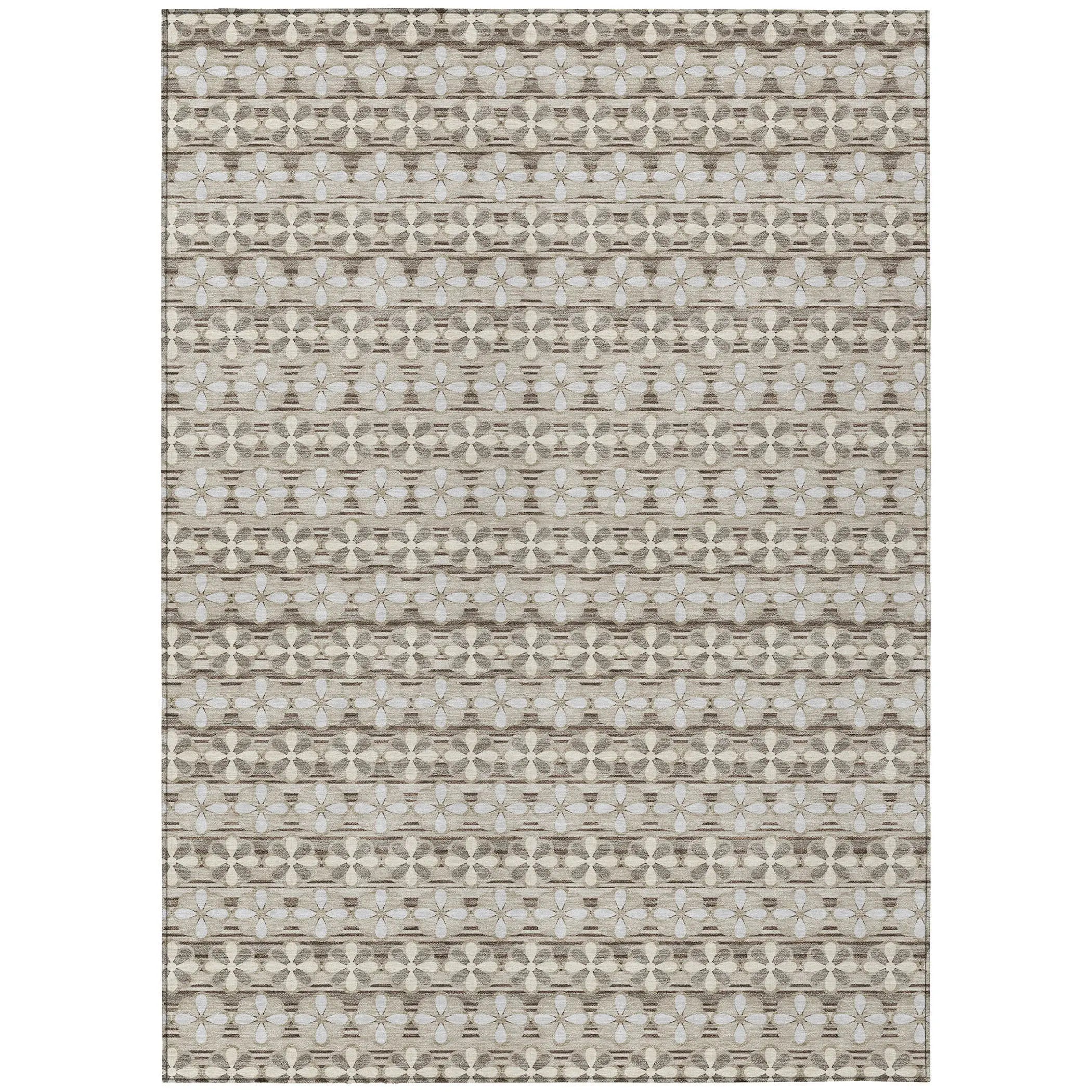 5' X 8' Ivory And Blue Striped Washable Indoor Outdoor Area Rug Homeroots Outdoor