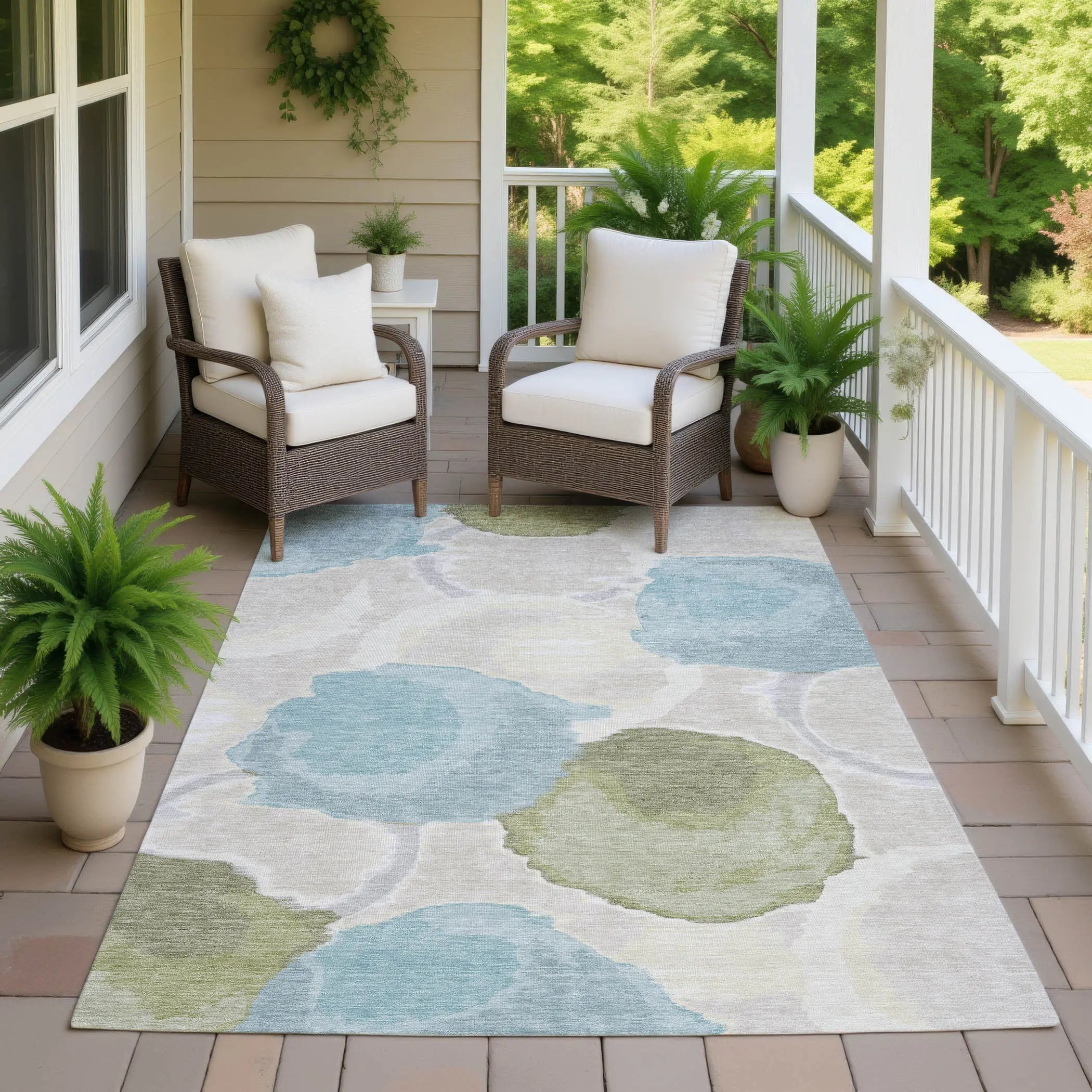 5' X 8' Ivory And Brown Abstract Washable Indoor Outdoor Area Rug Homeroots Outdoor