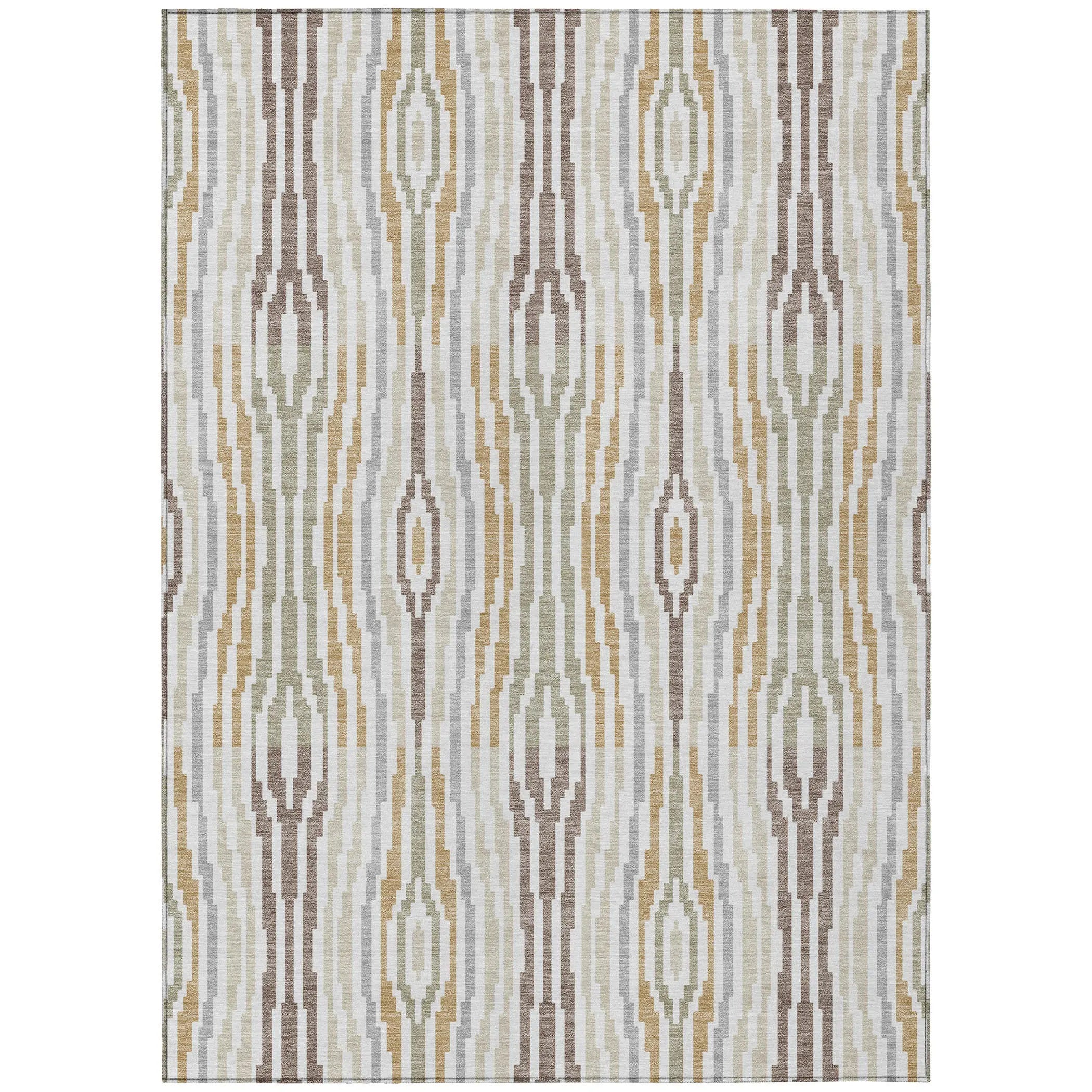 5' X 8' Ivory And Brown Abstract Washable Indoor Outdoor Area Rug Homeroots Outdoor