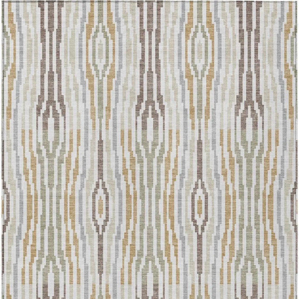 5' X 8' Ivory And Brown Abstract Washable Indoor Outdoor Area Rug Homeroots Outdoor