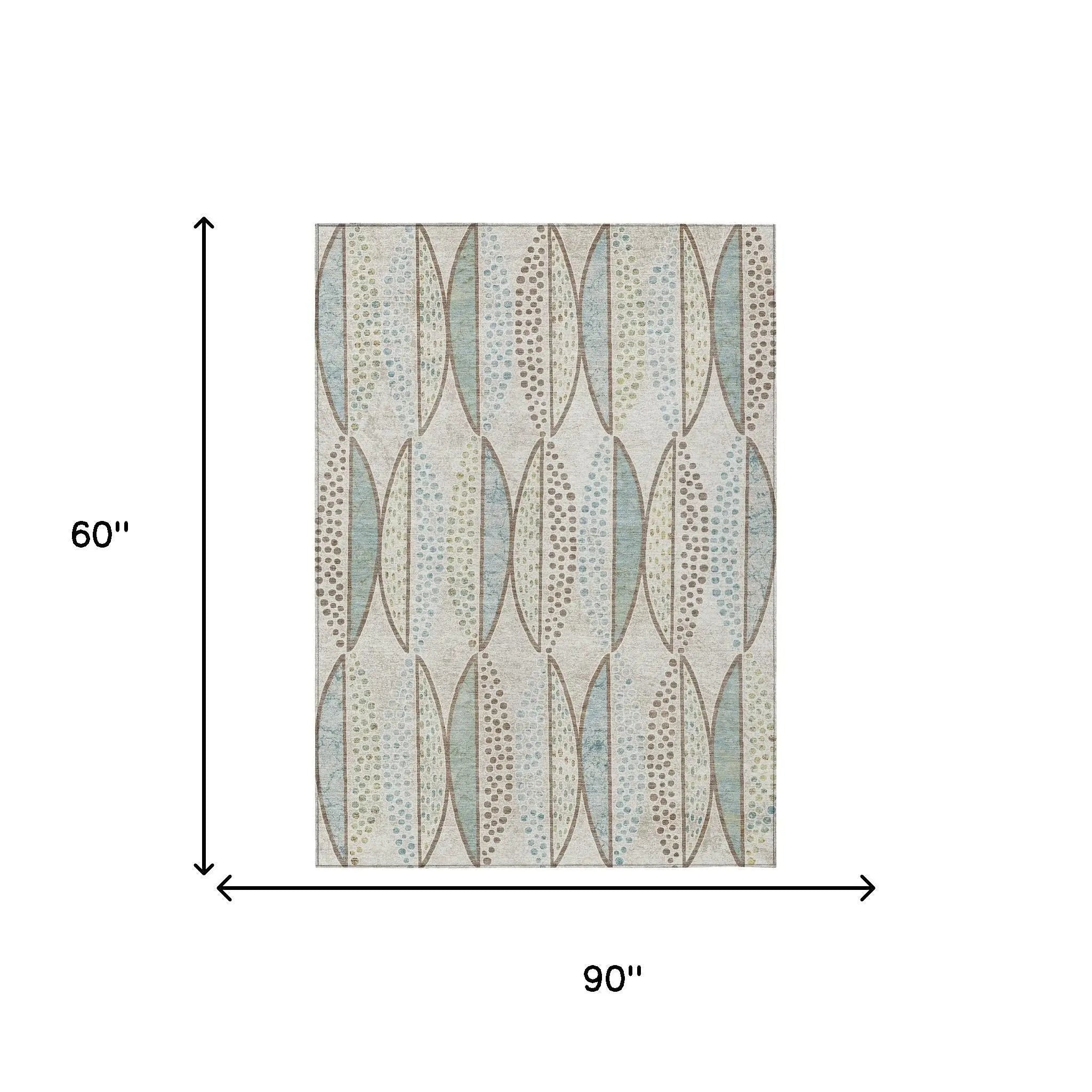 5' X 8' Ivory And Brown Geometric Washable Indoor Outdoor Area Rug Homeroots Outdoor