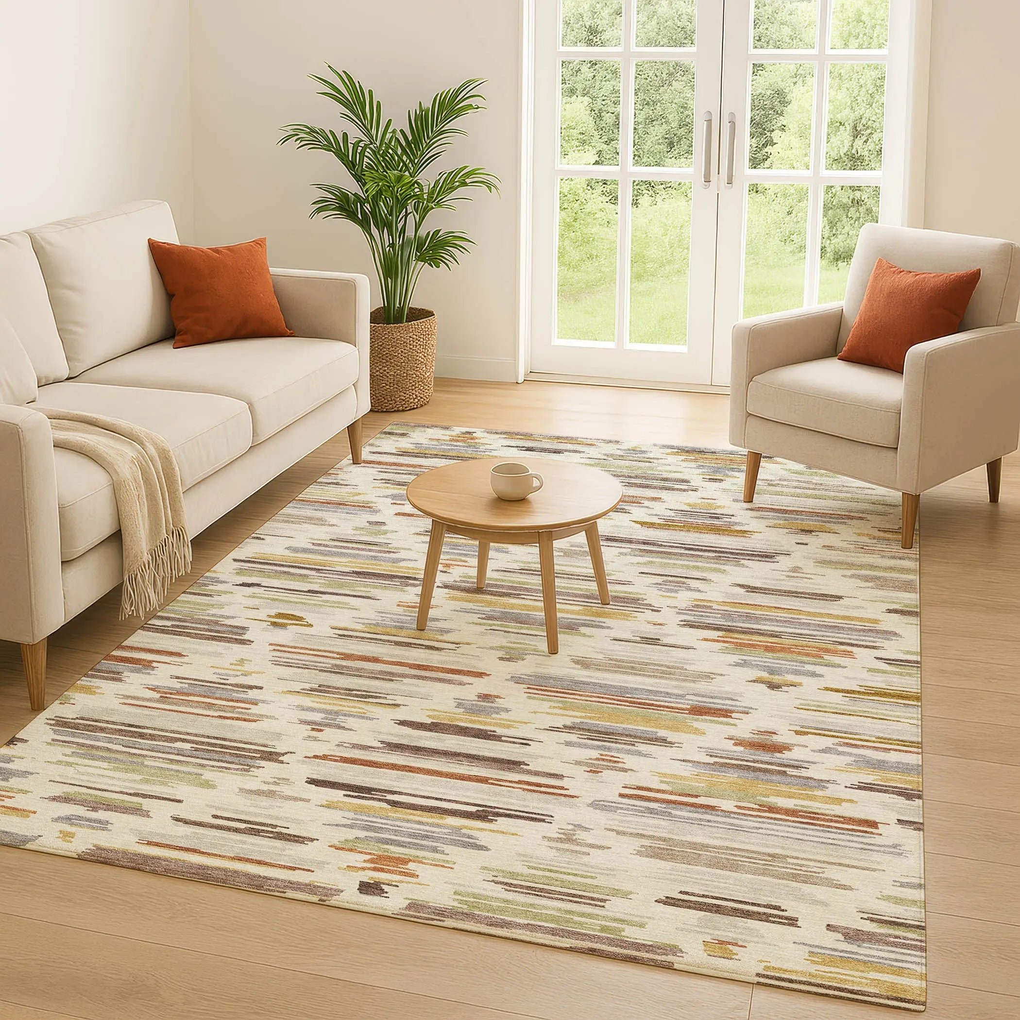 5' X 8' Ivory And Brown Southwestern Washable Indoor Outdoor Area Rug Homeroots Outdoor