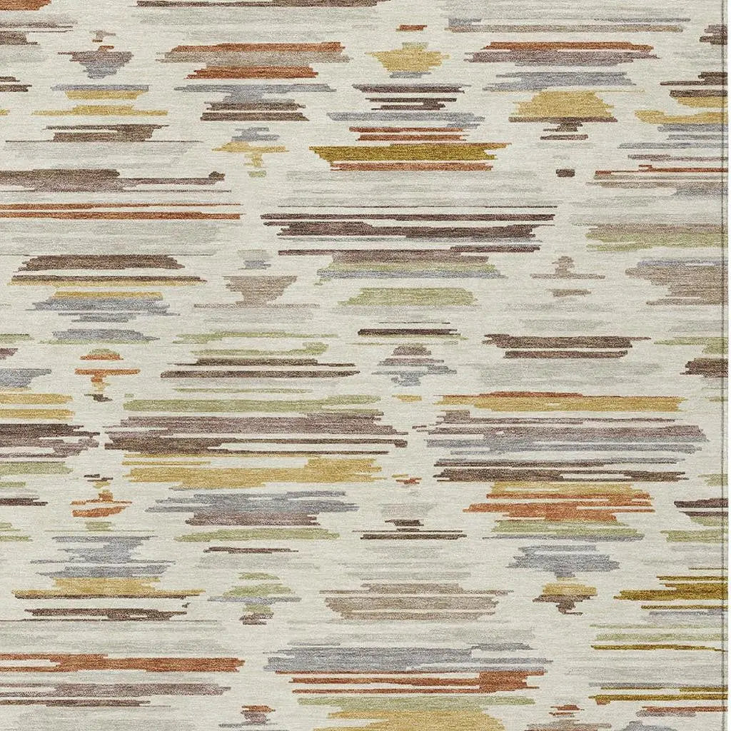 5' X 8' Ivory And Brown Southwestern Washable Indoor Outdoor Area Rug Homeroots Outdoor