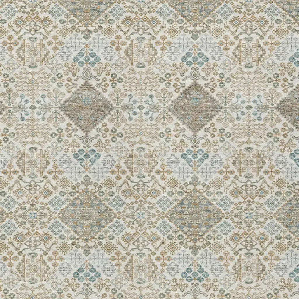 5' X 8' Ivory And Copper Geometric Washable Indoor Outdoor Area Rug Homeroots Outdoor