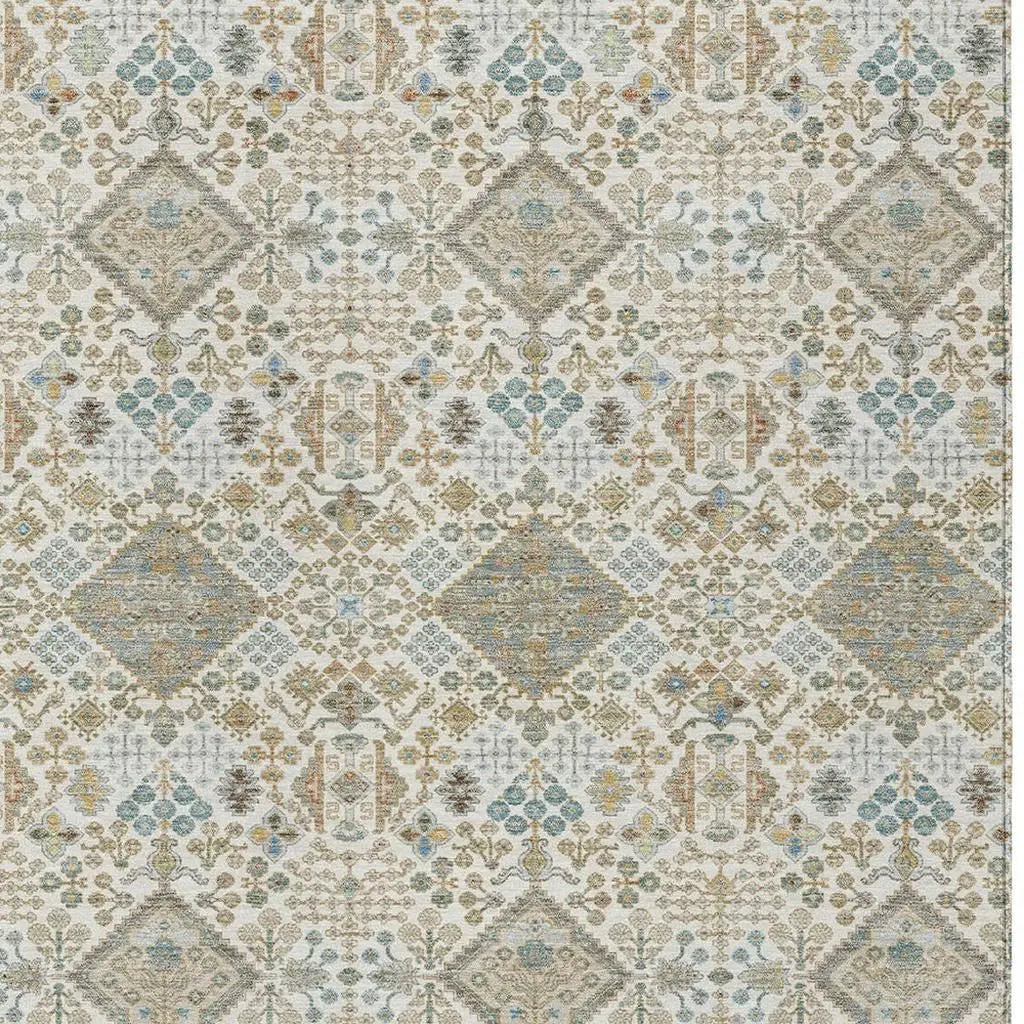 5' X 8' Ivory And Copper Geometric Washable Indoor Outdoor Area Rug Homeroots Outdoor