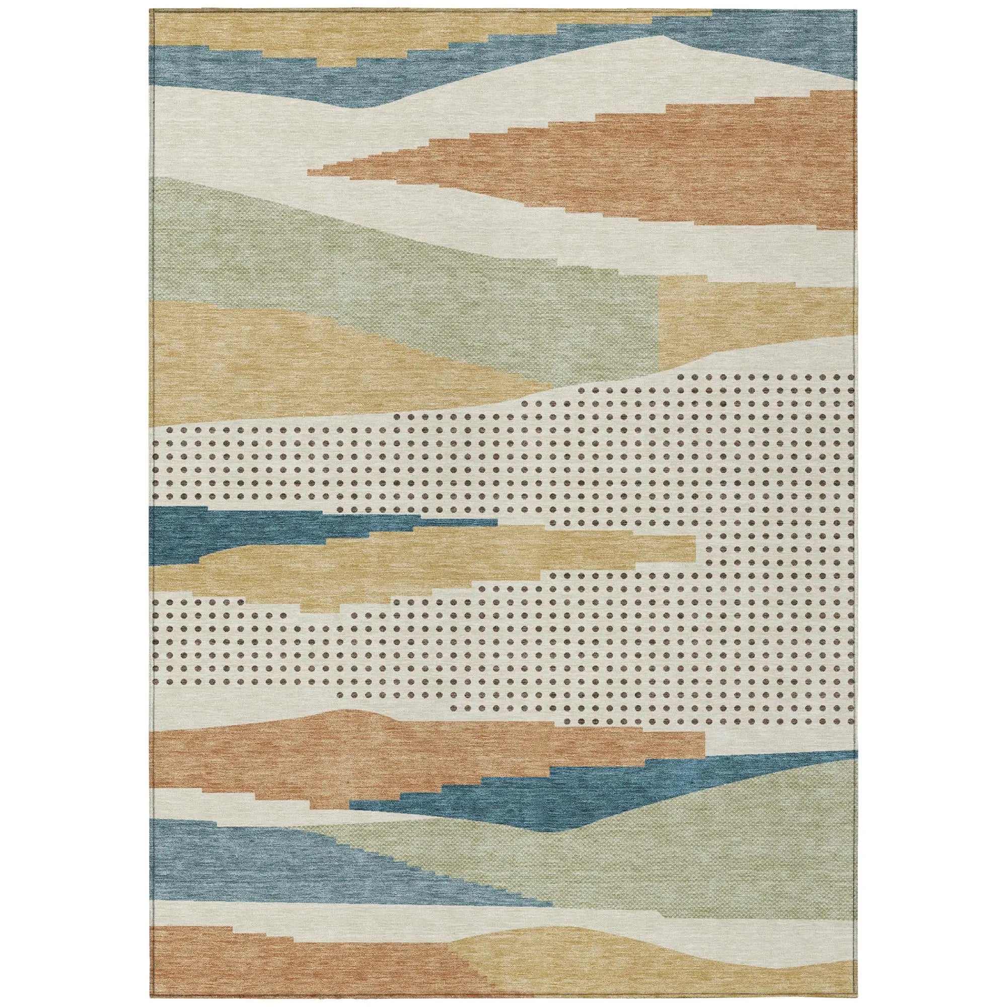 5' X 8' Ivory And Cream Abstract Washable Indoor Outdoor Area Rug Homeroots Outdoor