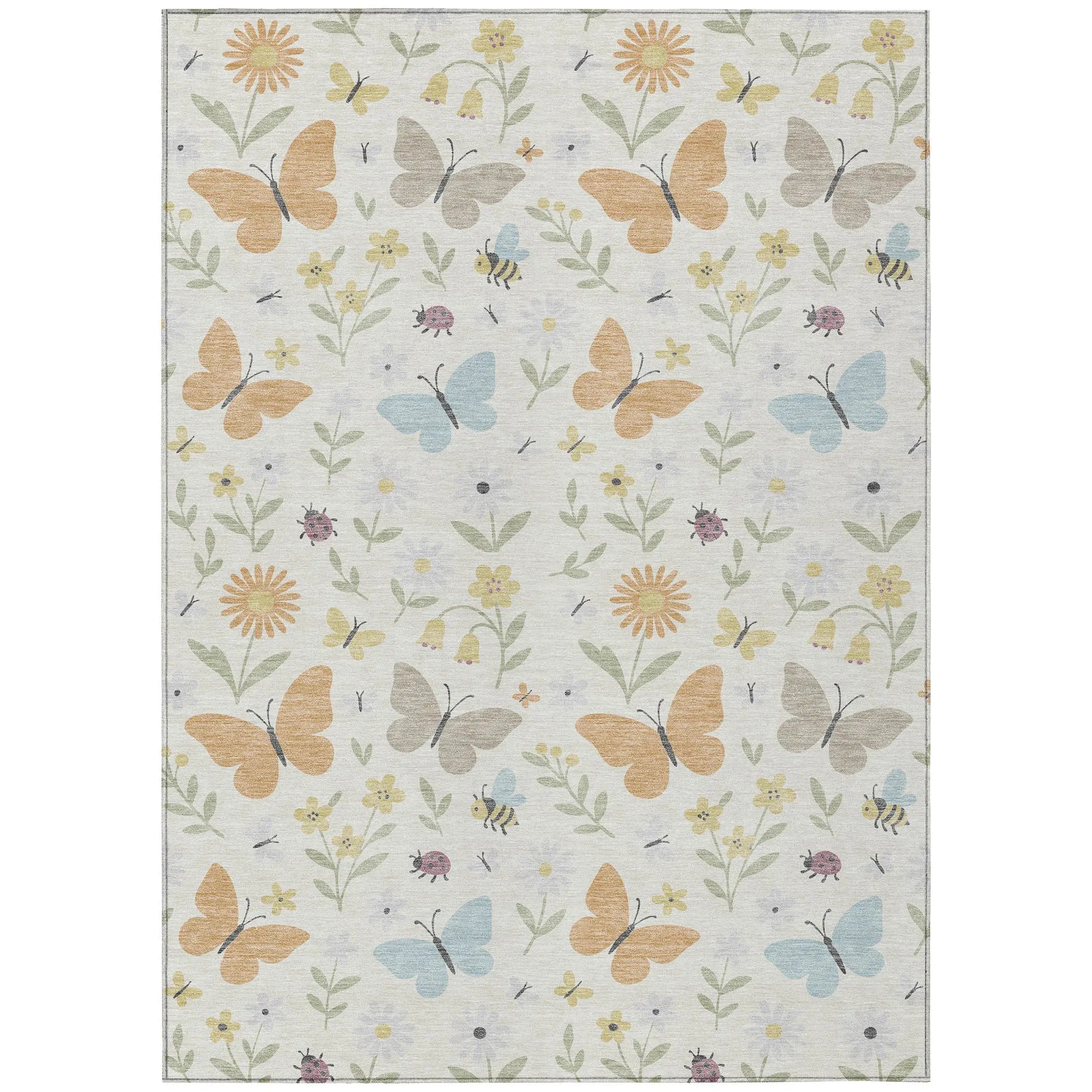 5' X 8' Ivory And Cream Abstract Washable Indoor Outdoor Area Rug Homeroots Outdoor