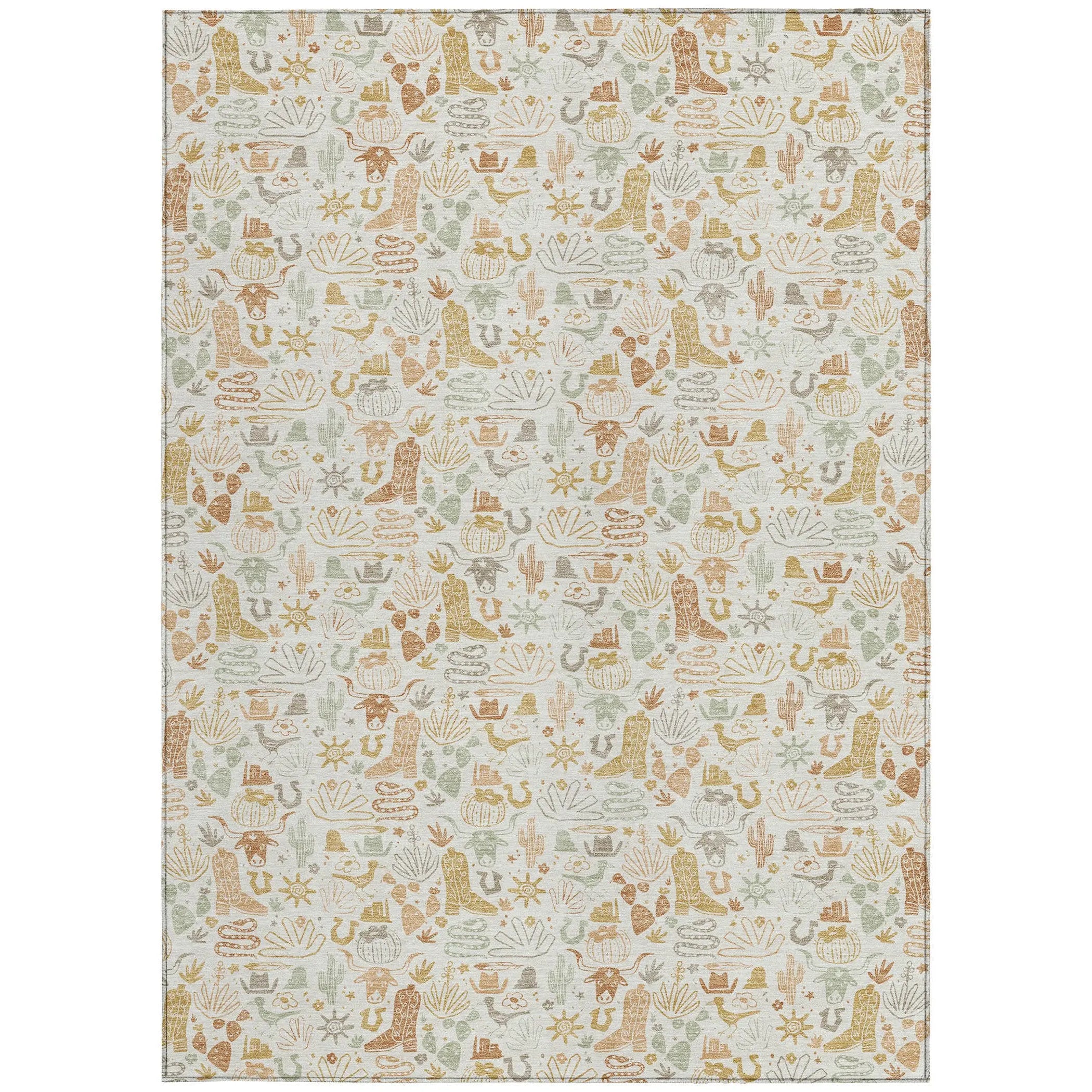 5' X 8' Ivory And Cream Stars Washable Indoor Outdoor Area Rug Homeroots Outdoor