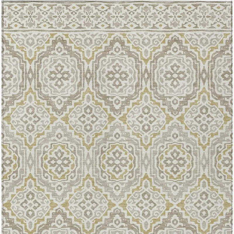 5' X 8' Ivory And Denim Blue Tribal Washable Indoor Outdoor Area Rug Homeroots Outdoor