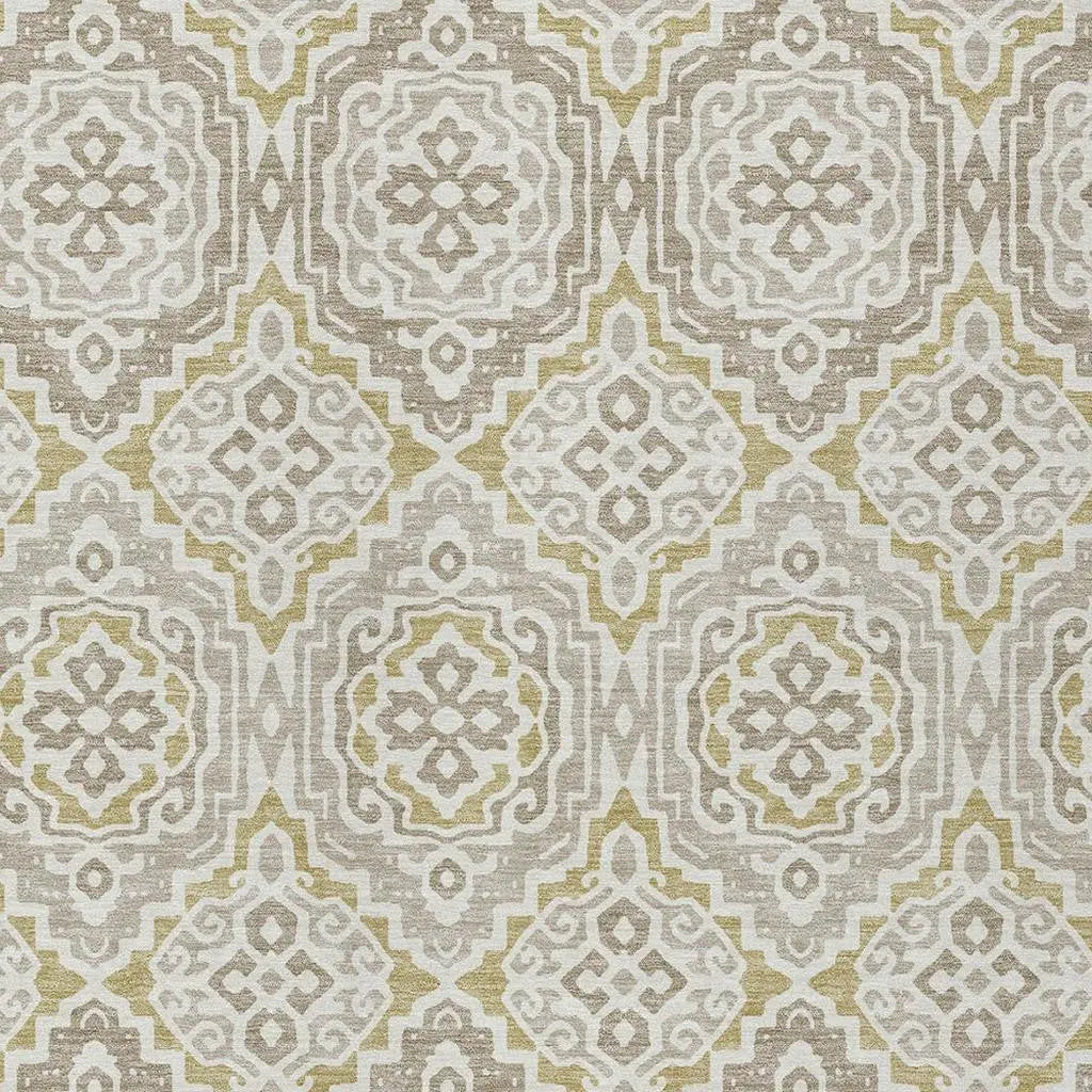 5' X 8' Ivory And Denim Blue Tribal Washable Indoor Outdoor Area Rug Homeroots Outdoor