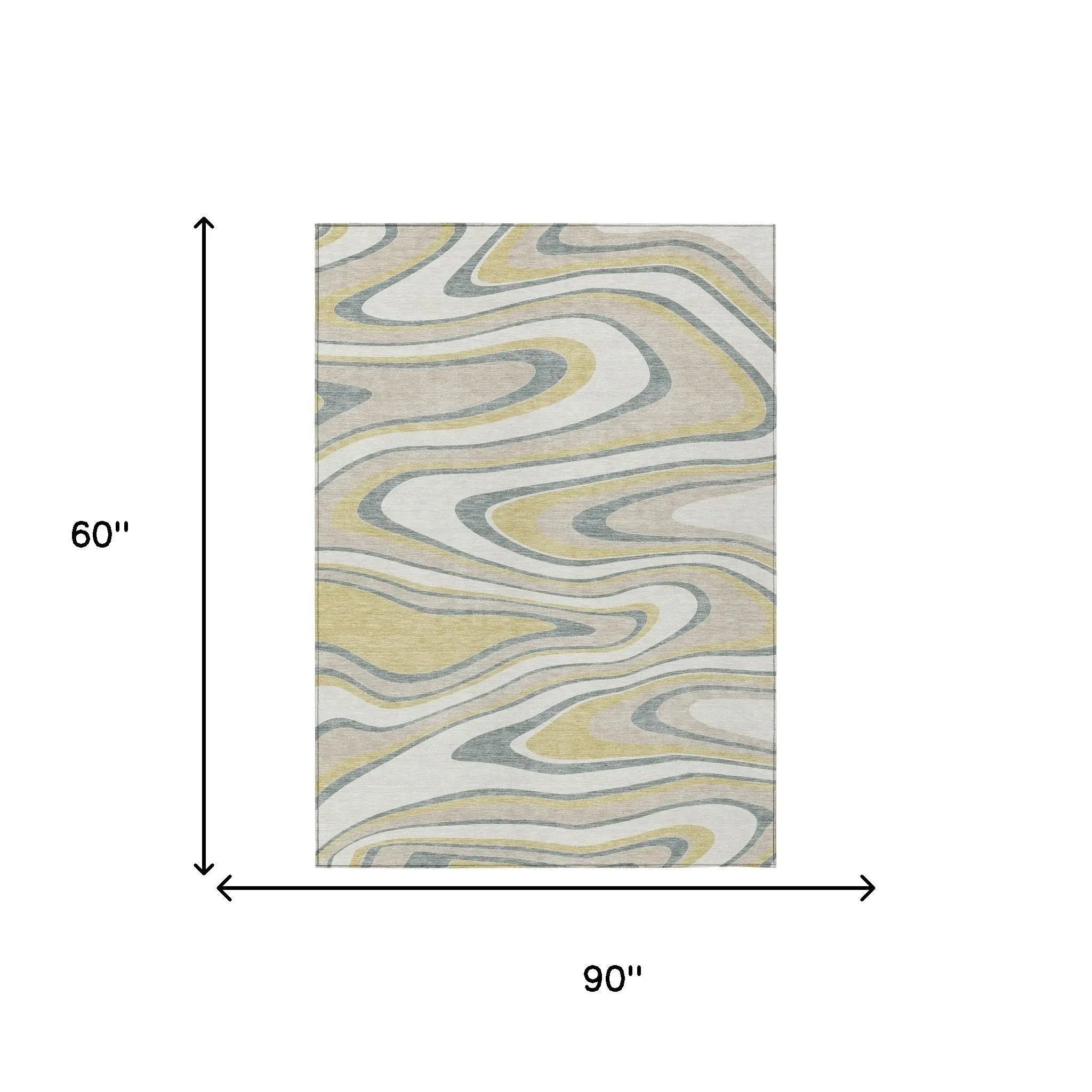 5' X 8' Ivory And Gold Abstract Washable Indoor Outdoor Area Rug Homeroots Outdoor