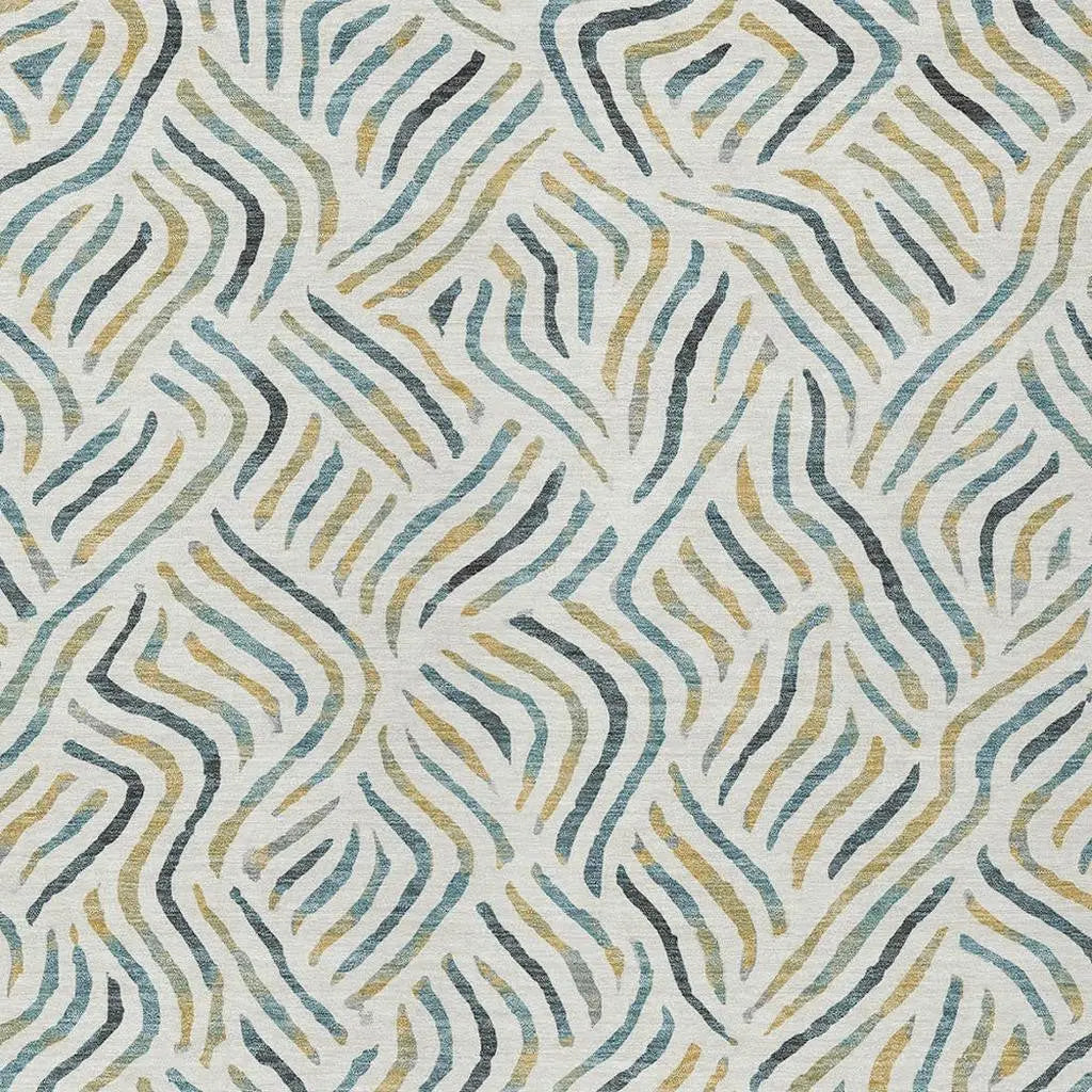 5' X 8' Ivory And Gold Abstract Washable Indoor Outdoor Area Rug Homeroots Outdoor