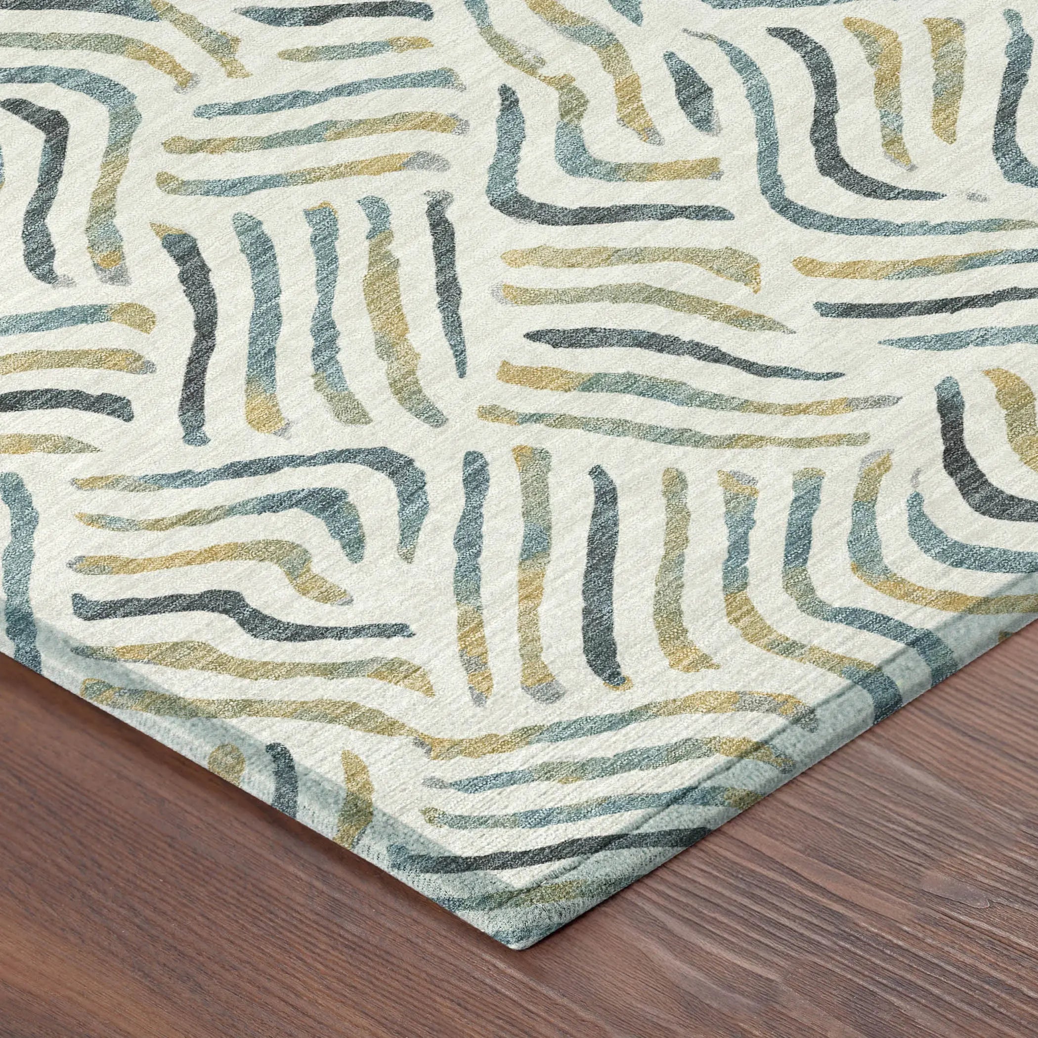 5' X 8' Ivory And Gold Abstract Washable Indoor Outdoor Area Rug Homeroots Outdoor