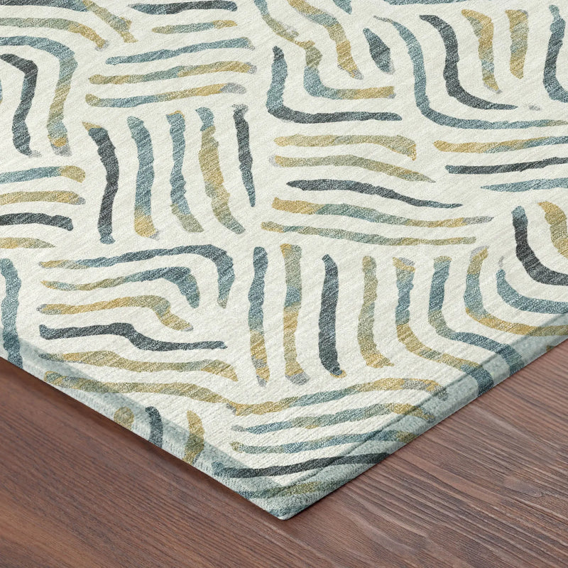 5' X 8' Ivory And Gold Abstract Washable Indoor Outdoor Area Rug Homeroots Outdoor