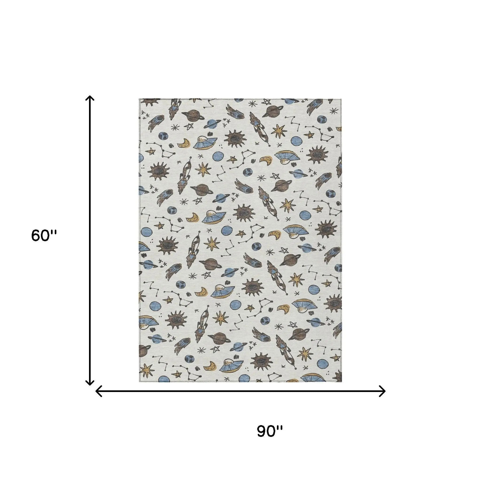 5' X 8' Ivory And Gold Animal Print Washable Indoor Outdoor Area Rug Homeroots Outdoor