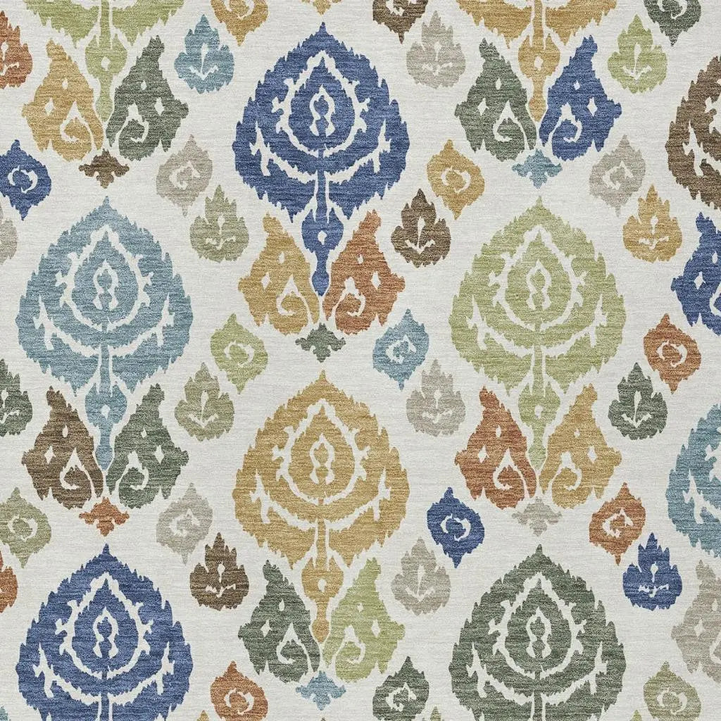 5' X 8' Ivory And Gold Damask Washable Indoor Outdoor Area Rug Homeroots Outdoor